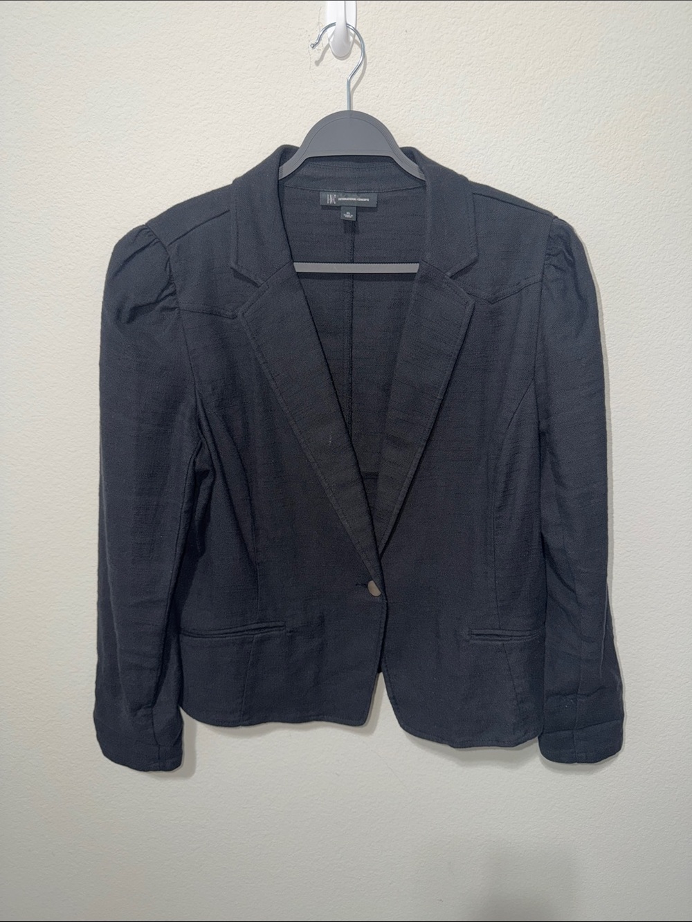 INC International Concepts Black Single-Button Tailored Blazer